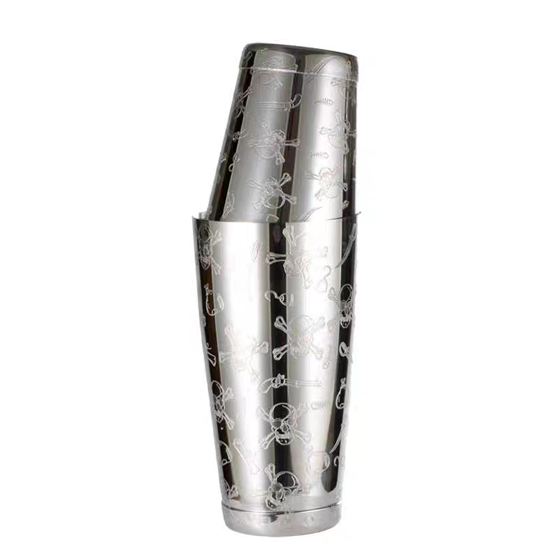 Boston Shaker Set - 500 ml/800 ml gravure crâne acier