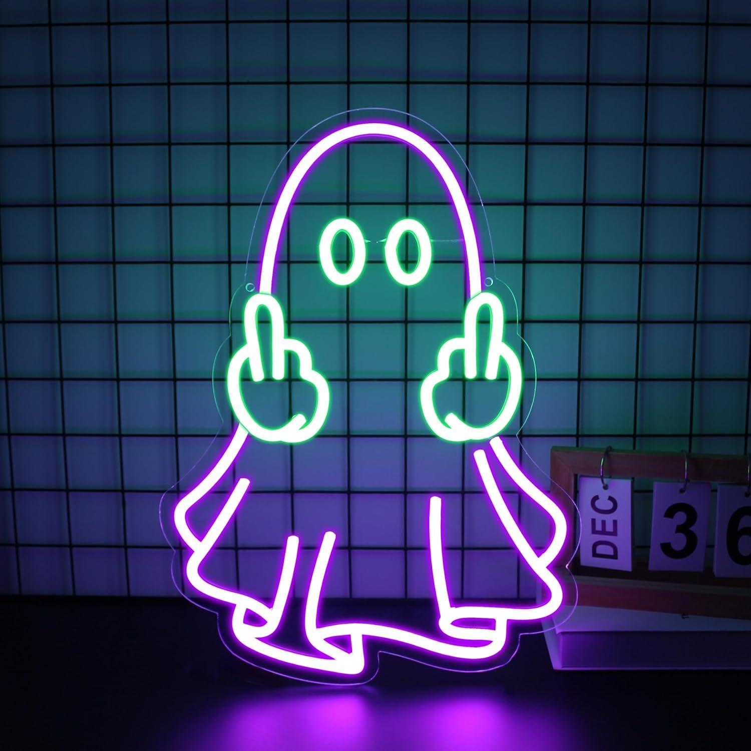 Home Bar Signs - Enseigne néon LED Ghost alimentée par