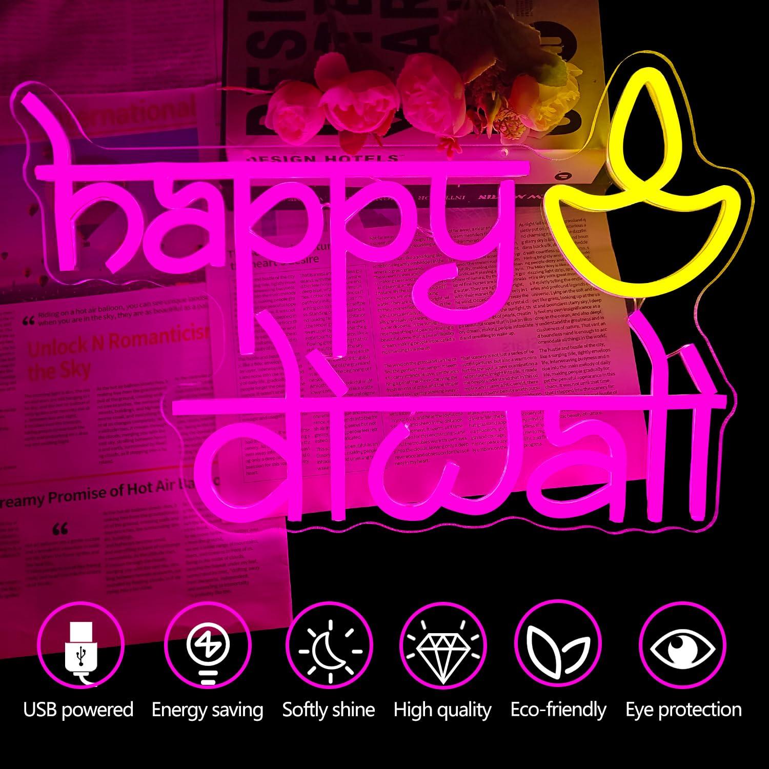 Panneau néon Joyeux Diwali, al - Home Bar Signs avis et prix