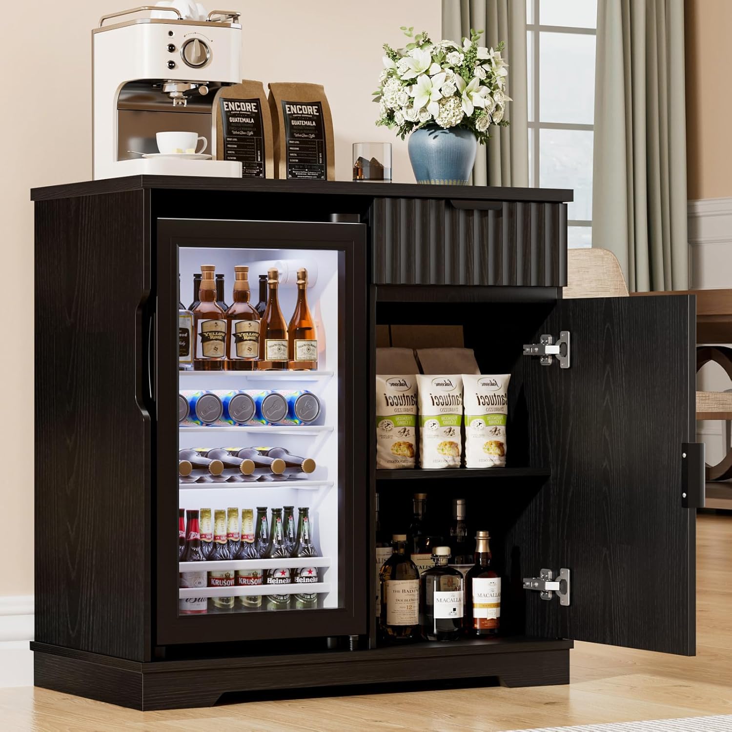 Meuble bar à café cannelé avec - Home Bar And Cabinet avis et prix